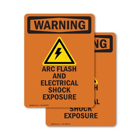 Signmission ARC Flash And Electrical With Symbol OSHA Warning Sign, Vinyl Decal, 18in W x 24in L, 2PK OS-2PACK-WS-D-1824-V-12968